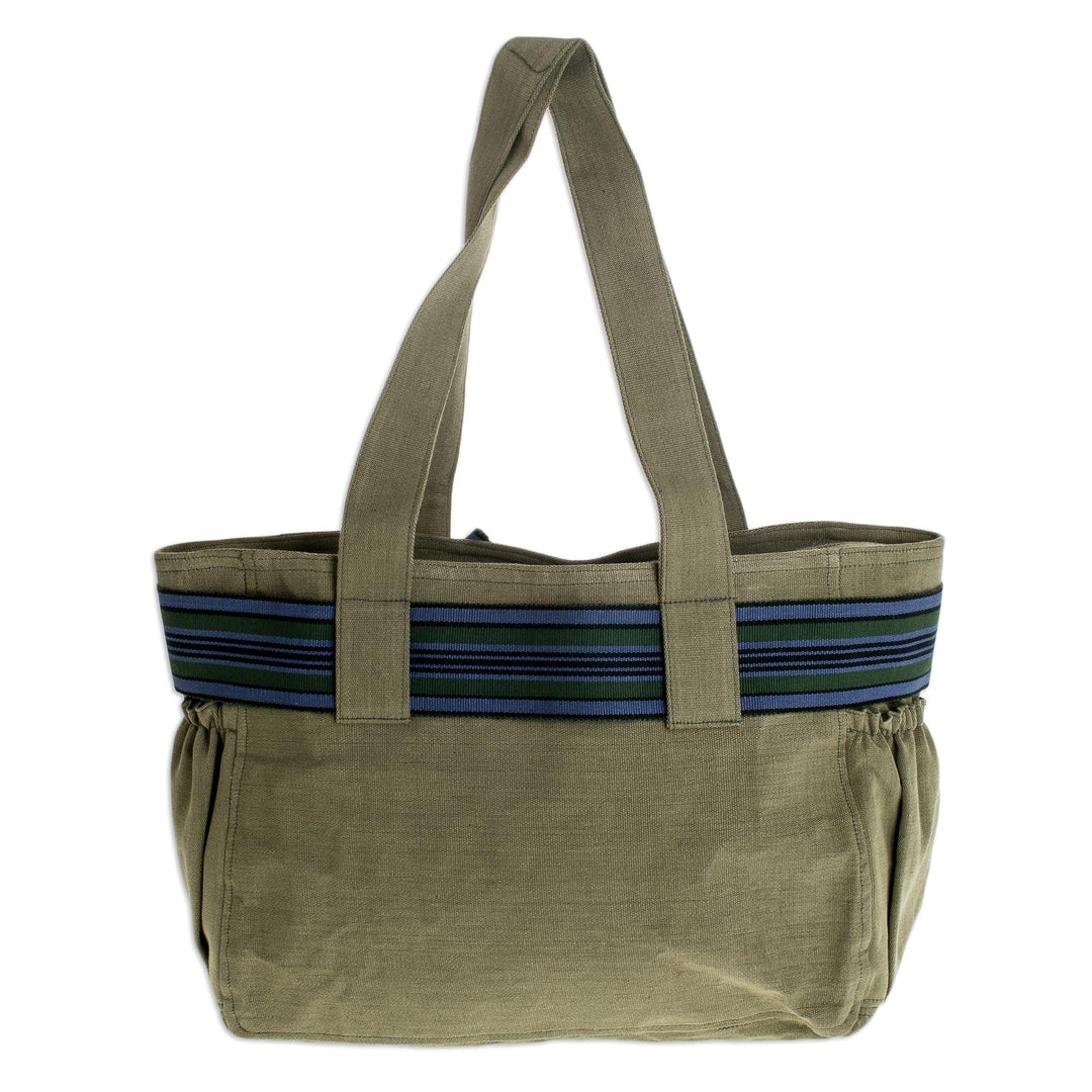Fair Trade Cotton Shoulder Bag Hand Loomed in Guatemala - Maya Jade