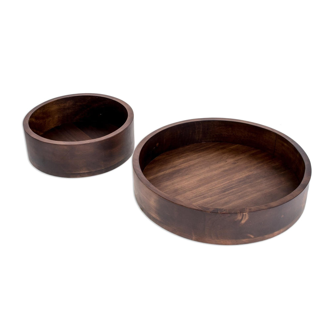 Modern Wood Bowl Centerpiece (Pair) - Maya Circle