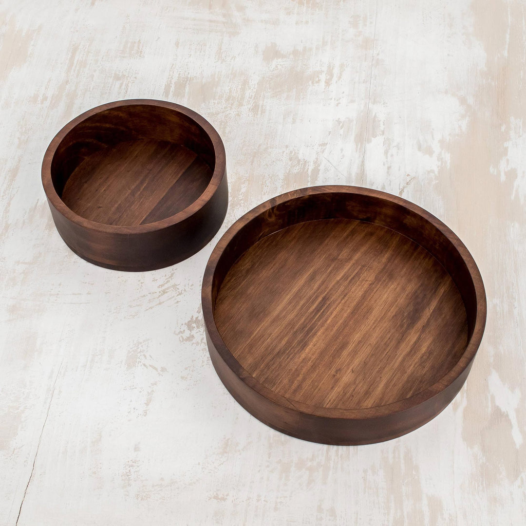 Modern Wood Bowl Centerpiece (Pair) - Maya Circle