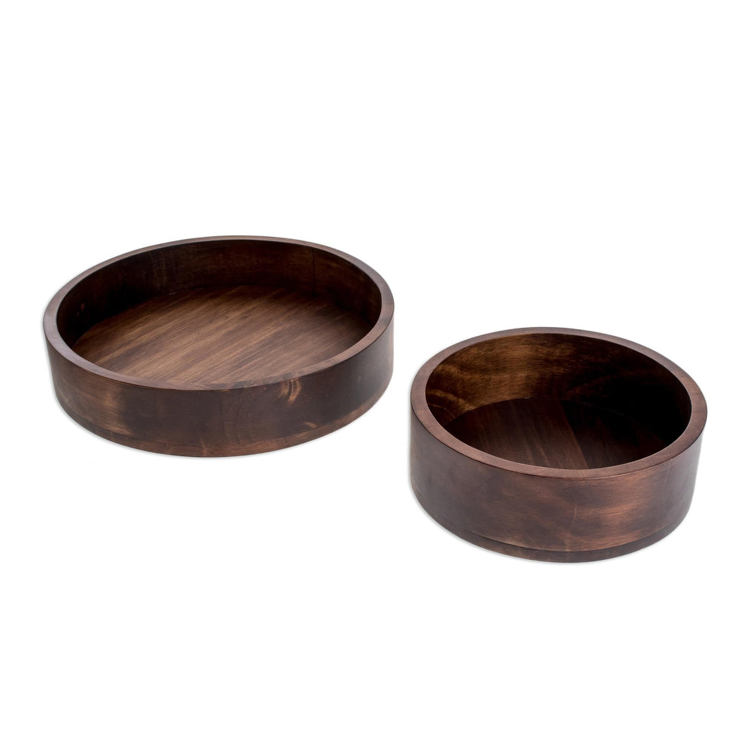 Modern Wood Bowl Centerpiece (Pair) - Maya Circle