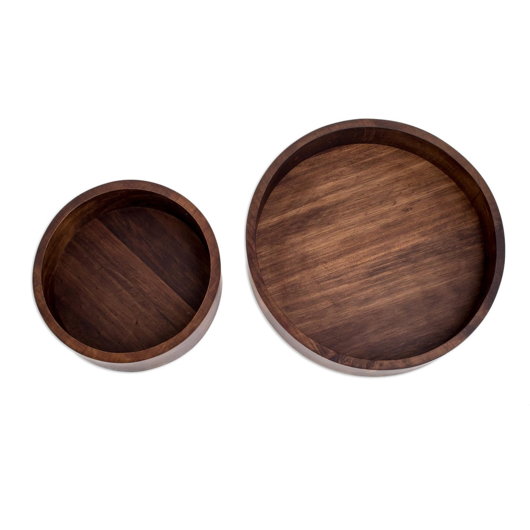 Modern Wood Bowl Centerpiece (Pair) - Maya Circle