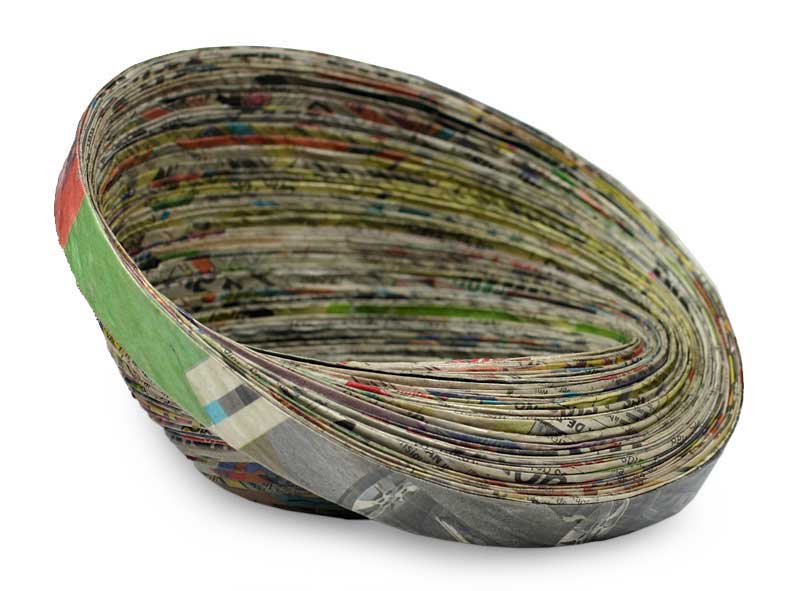 Recycled Paper Bowl Decorative Centerpiece - Abstract News