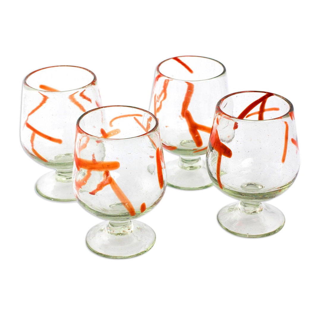 Handblown Recycled Glass Cocktail Goblets (Set of 4) - Tropical Swirl