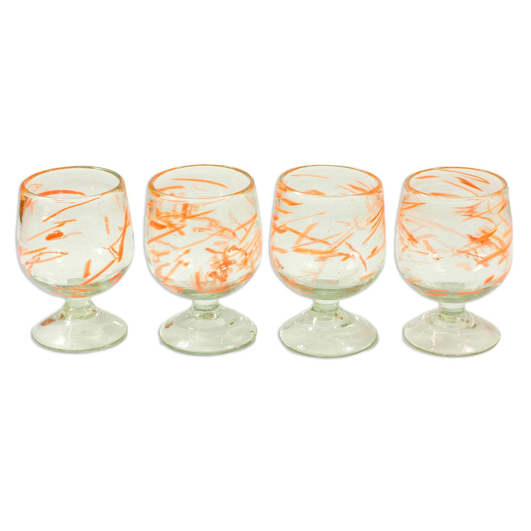 Handblown Recycled Glass Cocktail Goblets (Set of 4) - Tropical Swirl