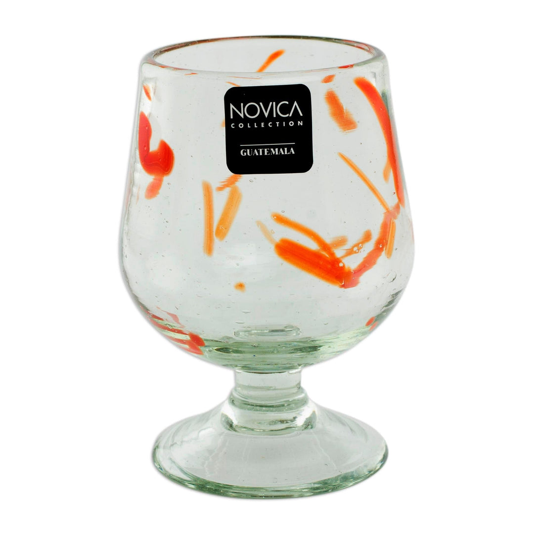 Handblown Recycled Glass Cocktail Goblets (Set of 4) - Tropical Swirl