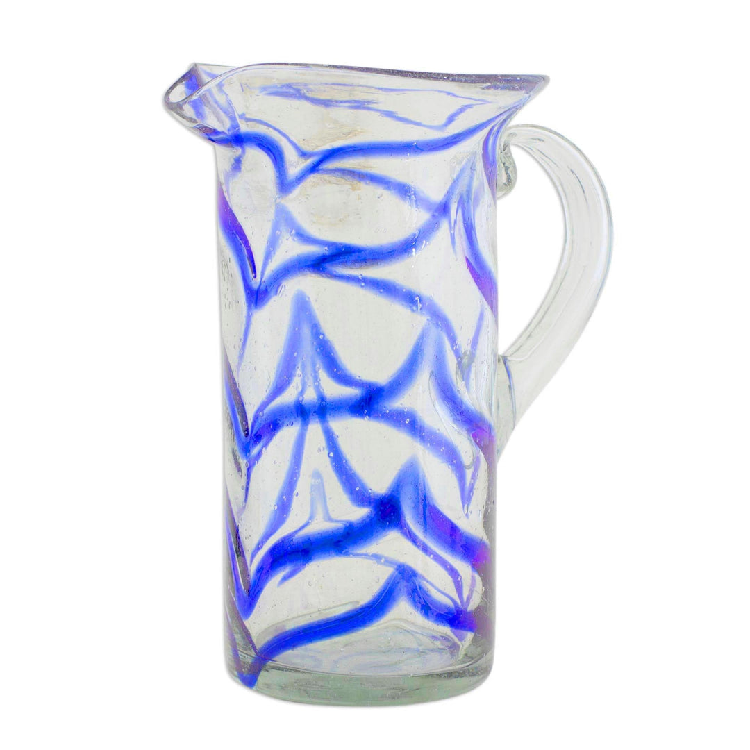 Handblown Glass Pitcher - Blue Caress