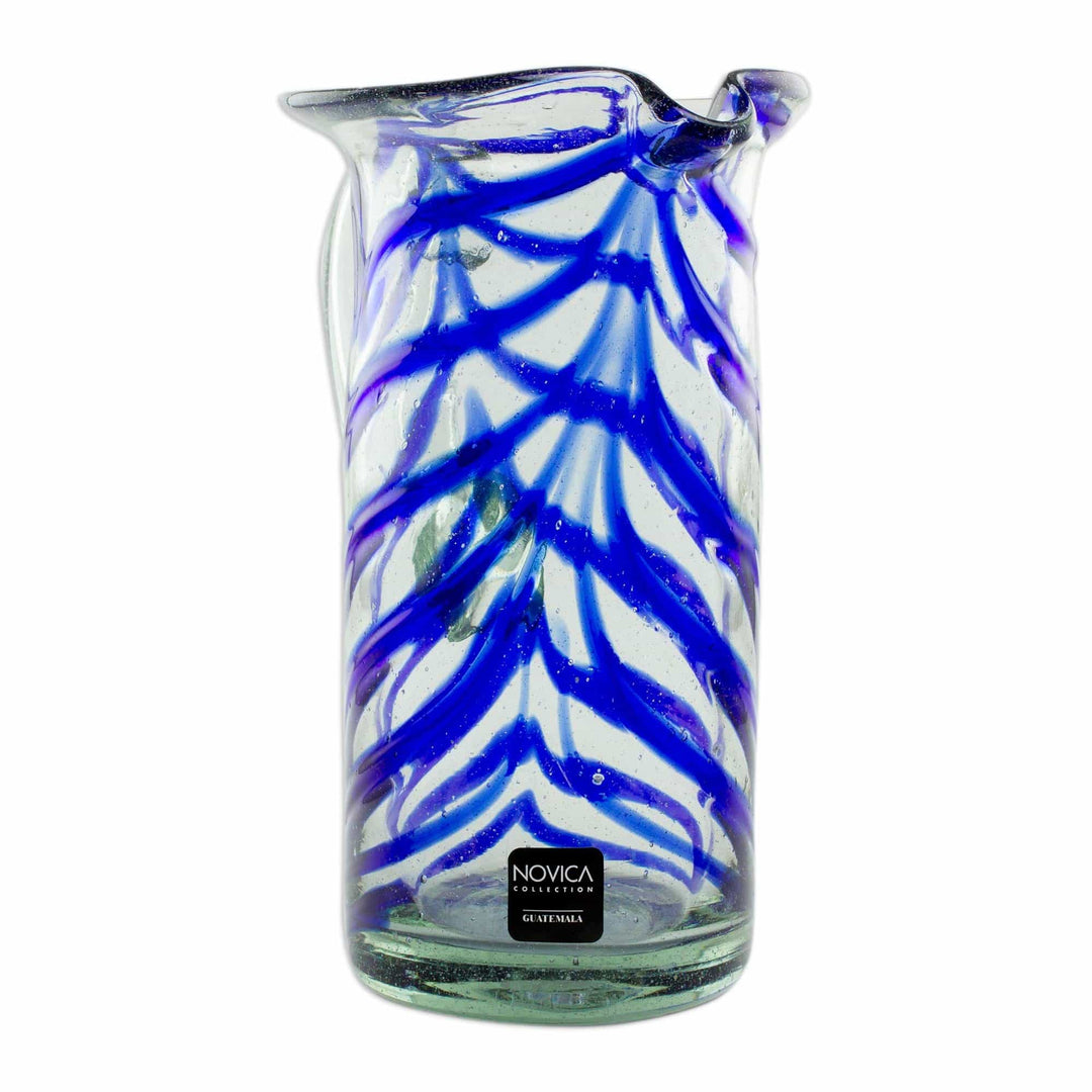 Handblown Glass Pitcher - Blue Caress