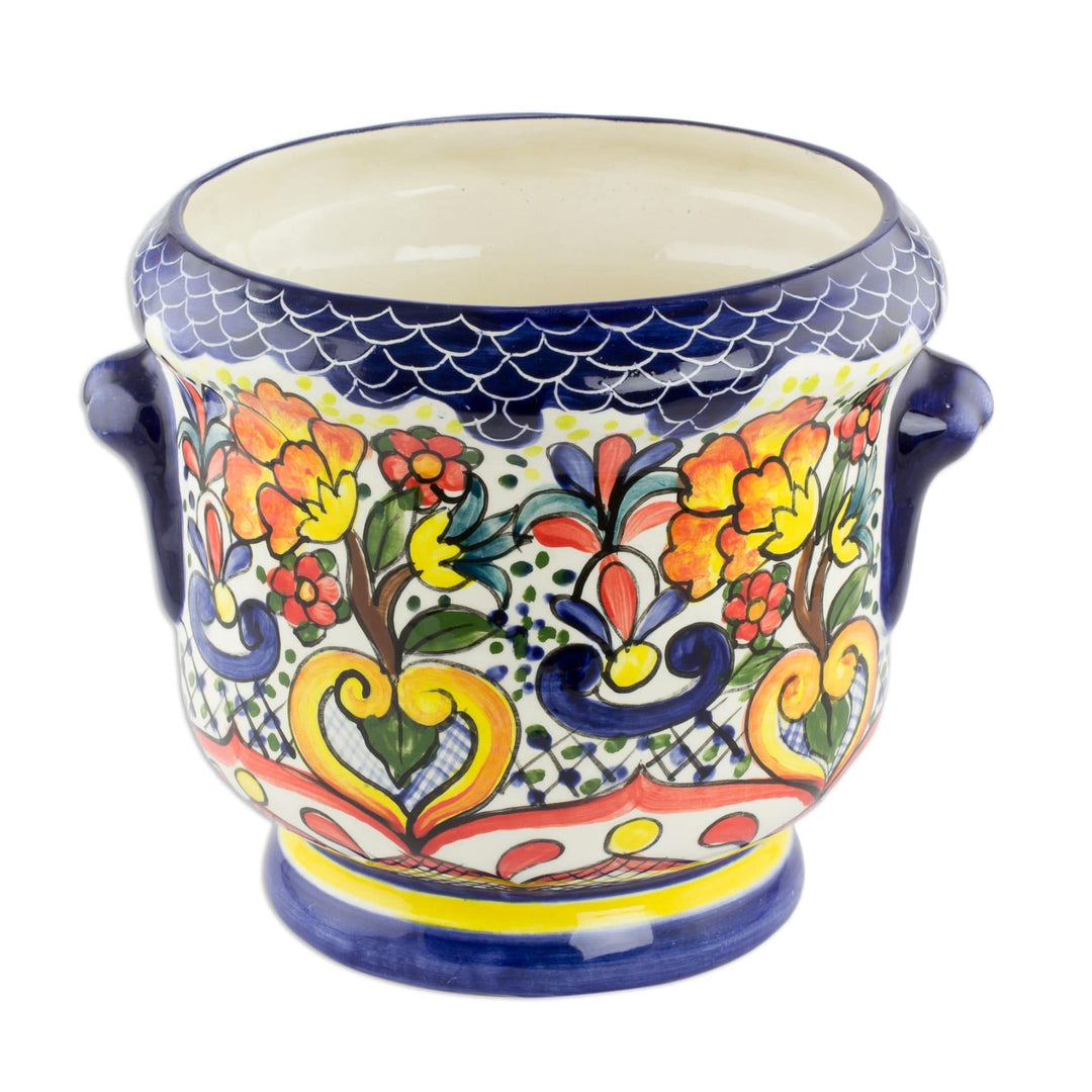 Ceramic flower pot - Blue Garden