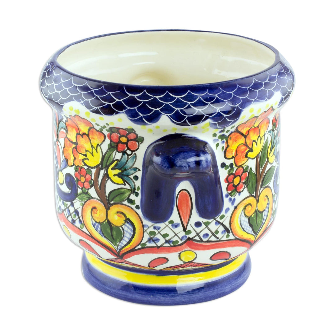 Ceramic flower pot - Blue Garden