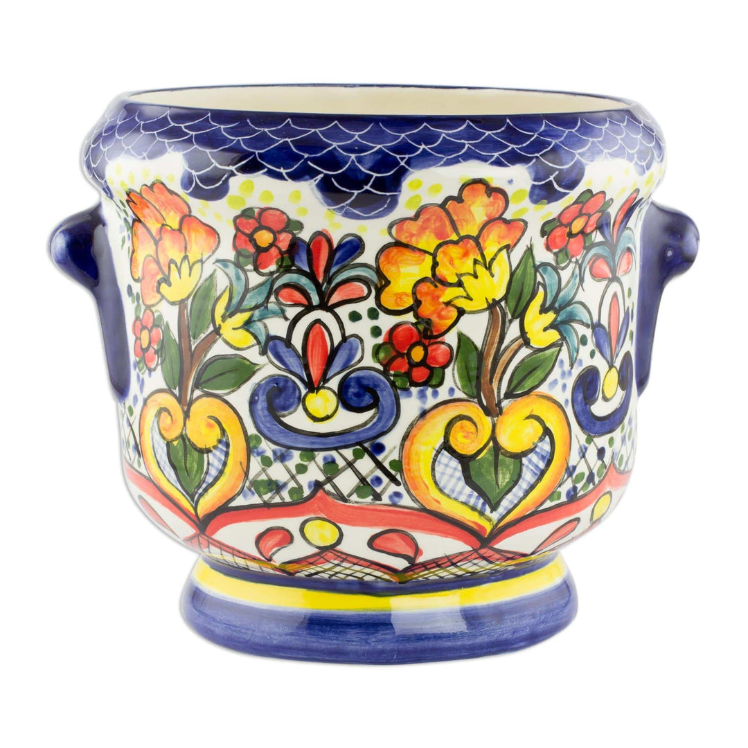 Ceramic flower pot - Blue Garden