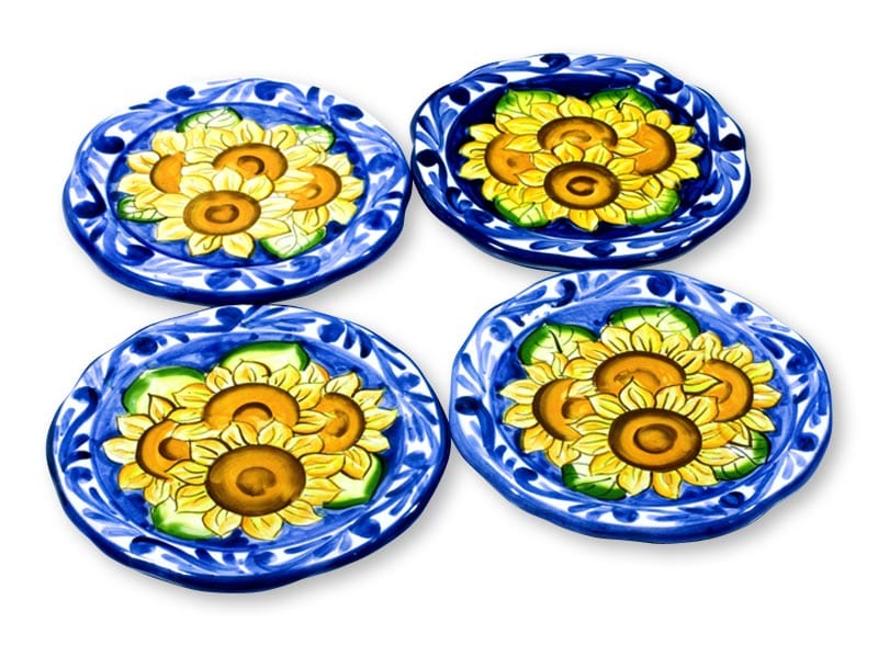 Ceramic Dessert Plates (Set of 4) - Sunflowers