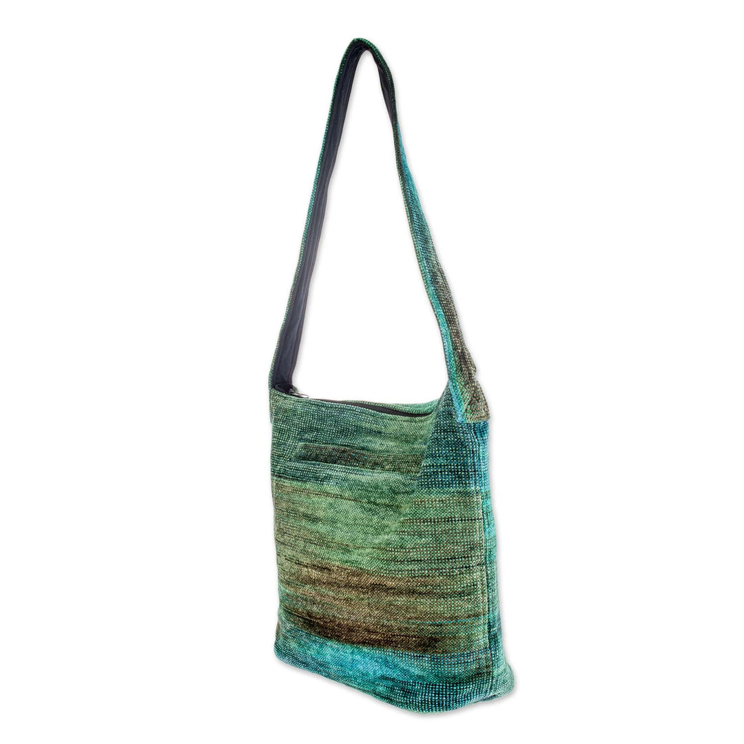 Hand Crafted Bamboo Chenille Shoulder Bag  - Jade Magic