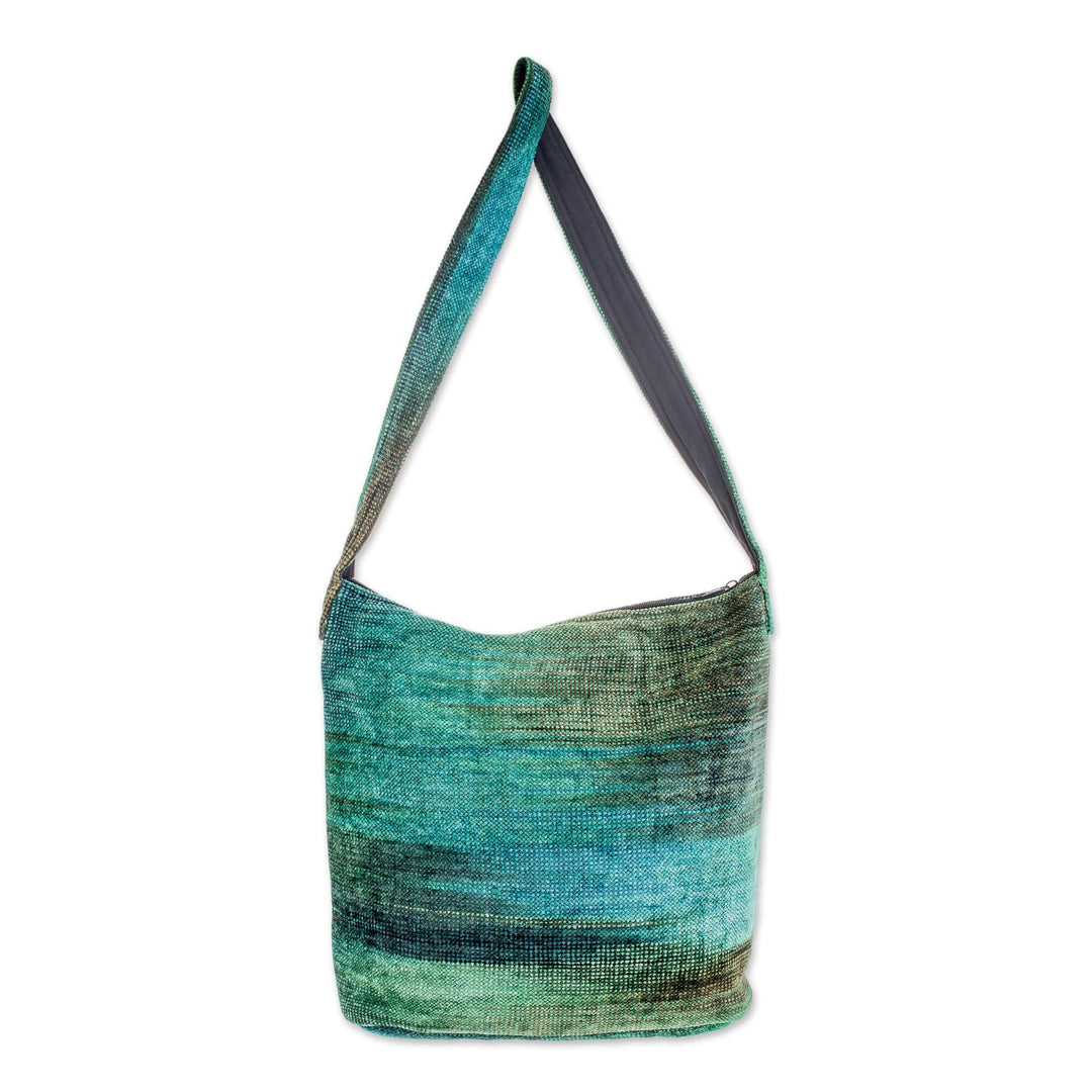 Hand Crafted Bamboo Chenille Shoulder Bag  - Jade Magic