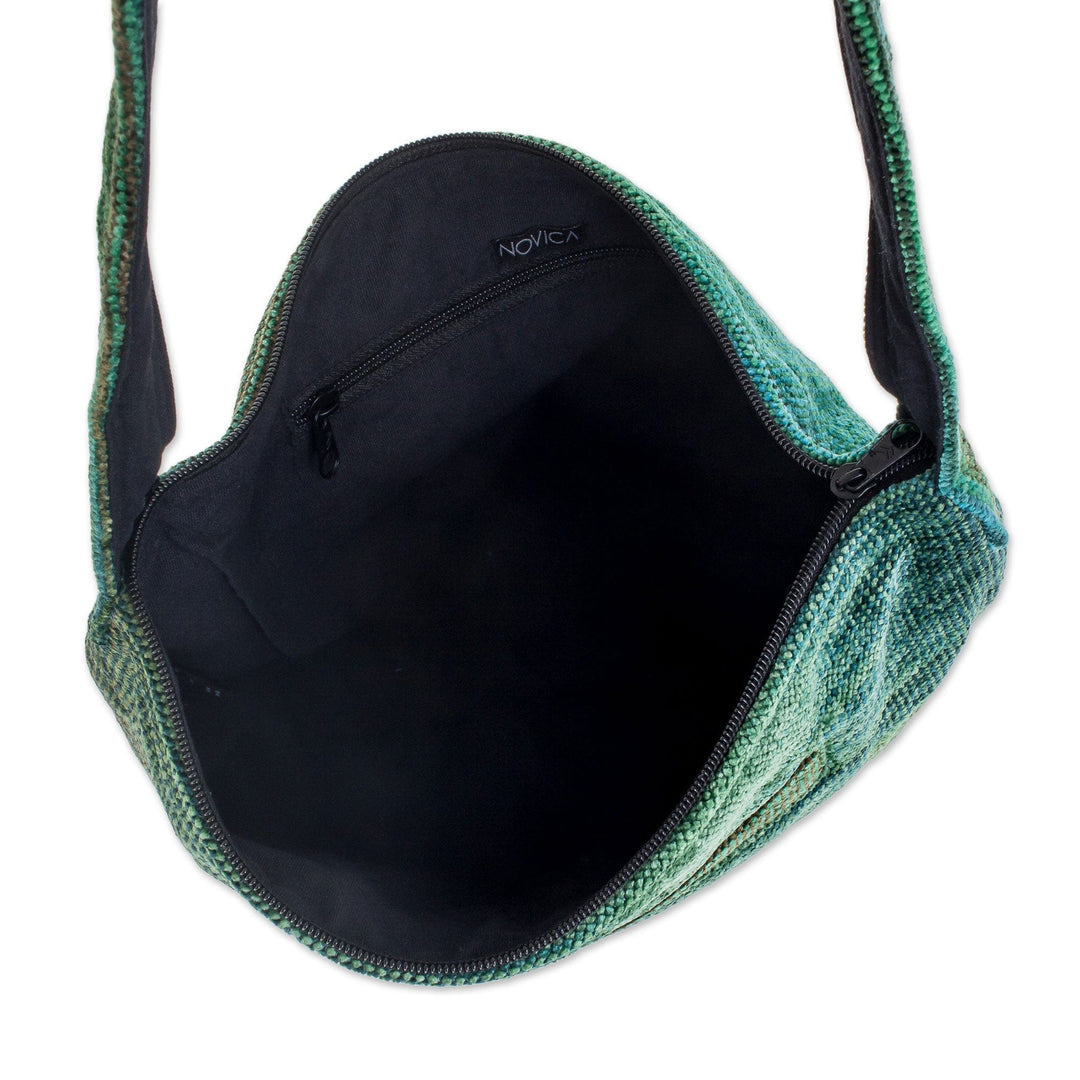 Hand Crafted Bamboo Chenille Shoulder Bag  - Jade Magic