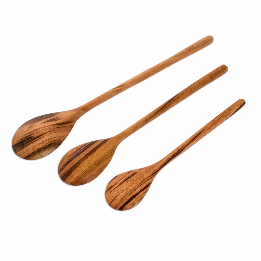 Set of 3 Unique Wood Serving Spoons - Peten Trio