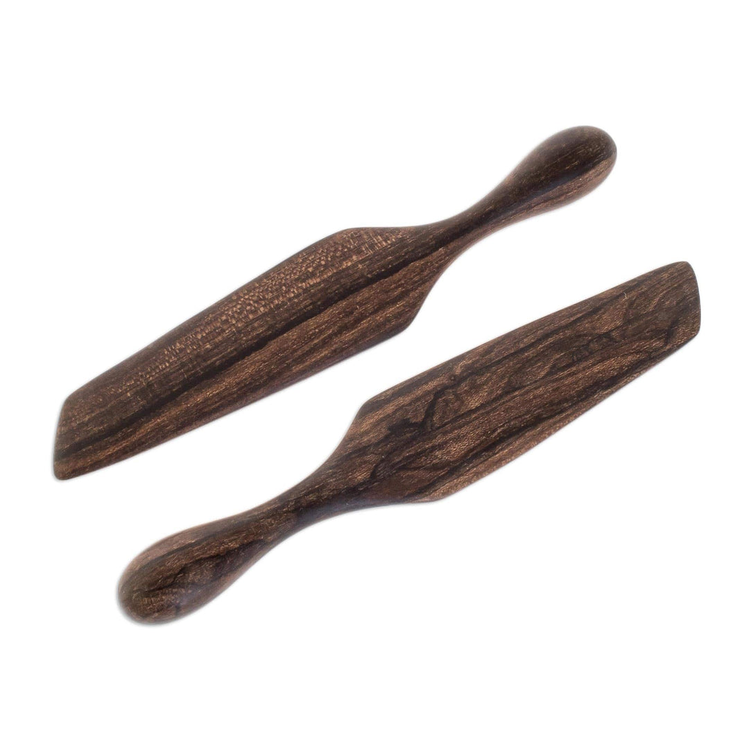 Collectible Wood Serving Utensil Kitchen Accessory (Pair) - Guatemalan Fry Up