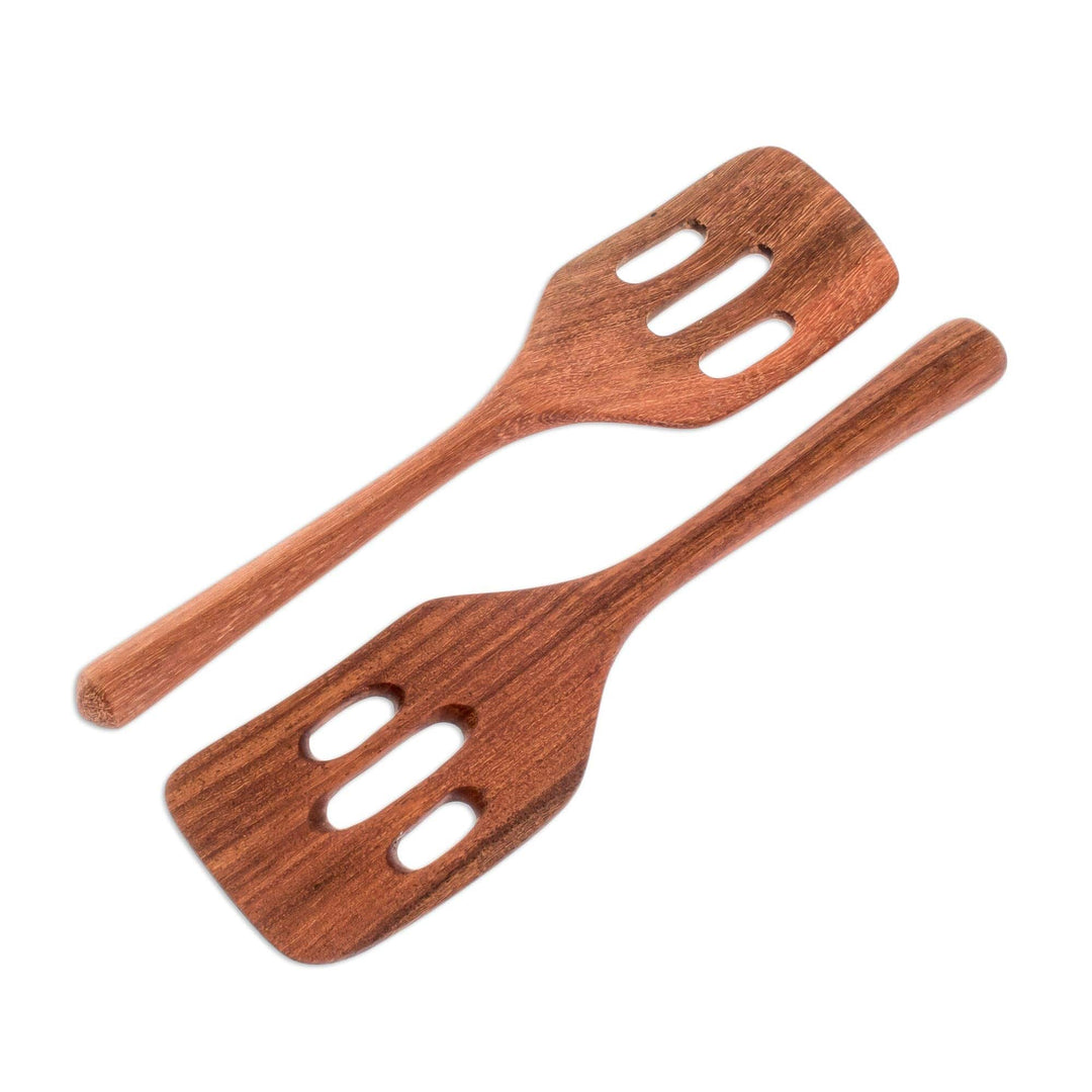 Wood Slotted Spatulas (Pair) - Fry Up