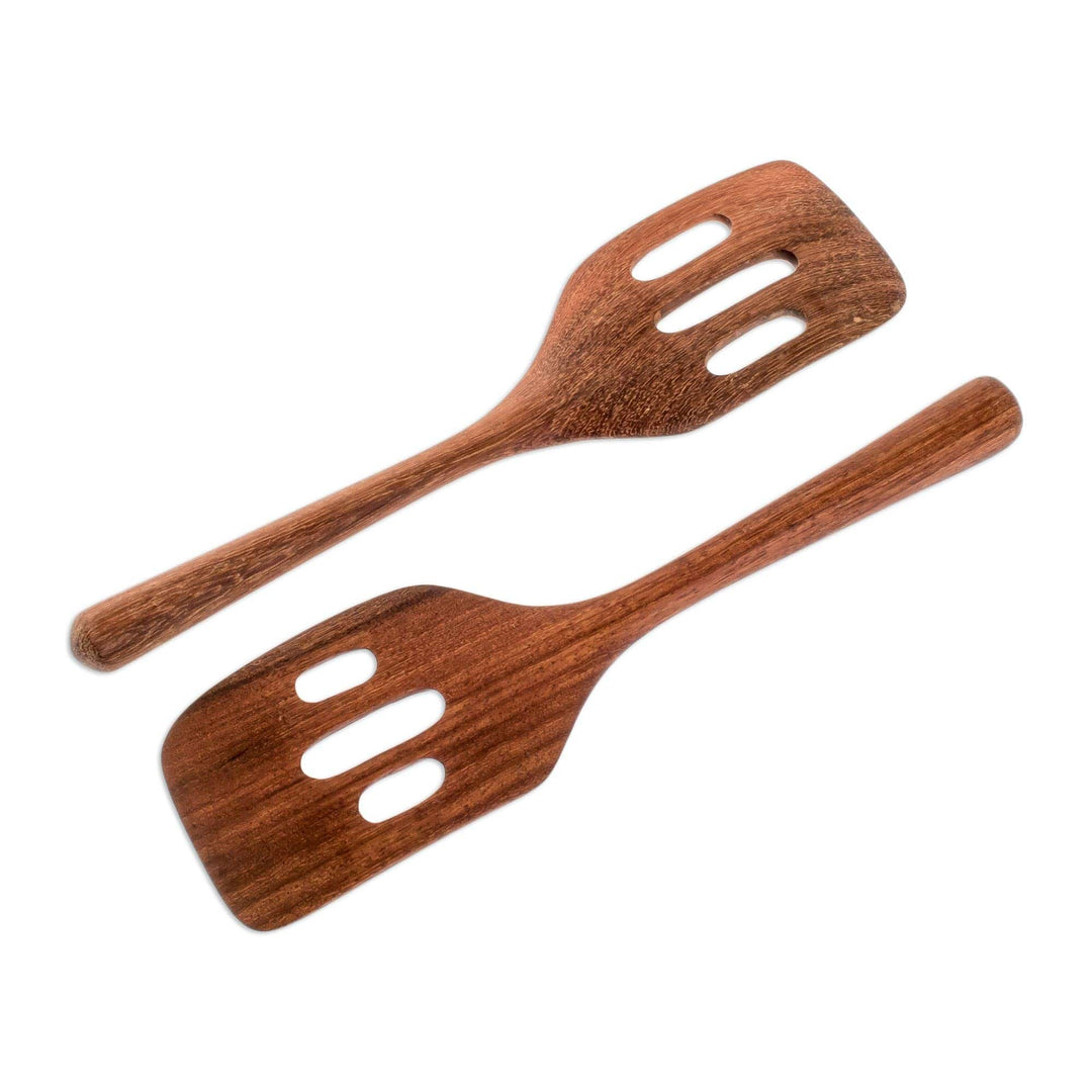 Wood Slotted Spatulas (Pair) - Fry Up