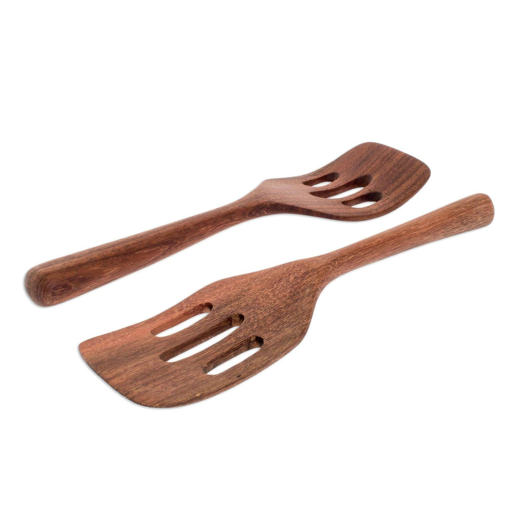 Wood Slotted Spatulas (Pair) - Fry Up