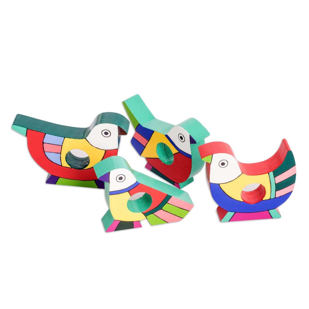 Wood Napkin Rings (Set of 4) - Tropical Birds