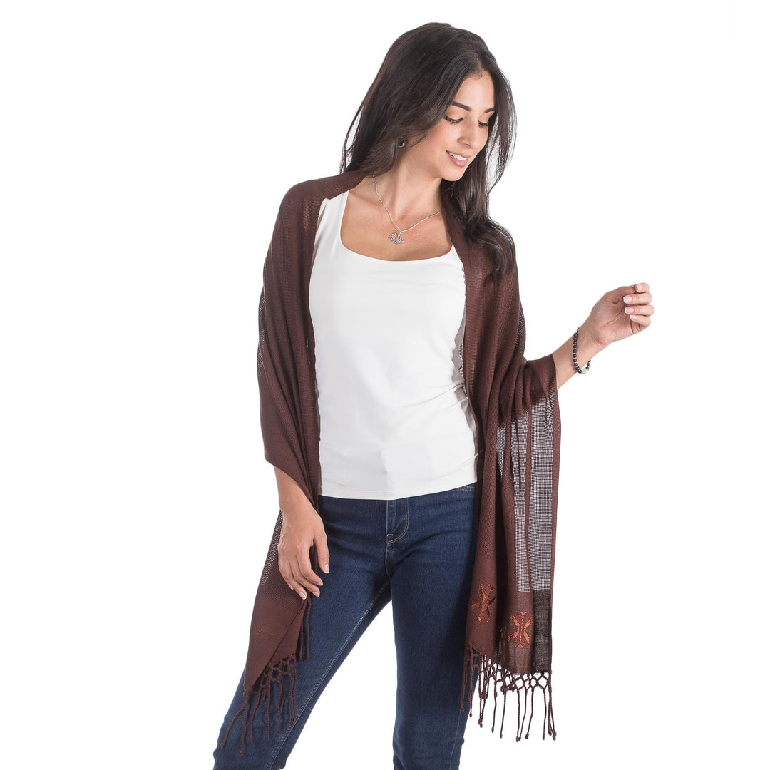 Shawl - Terracotta Butterflies