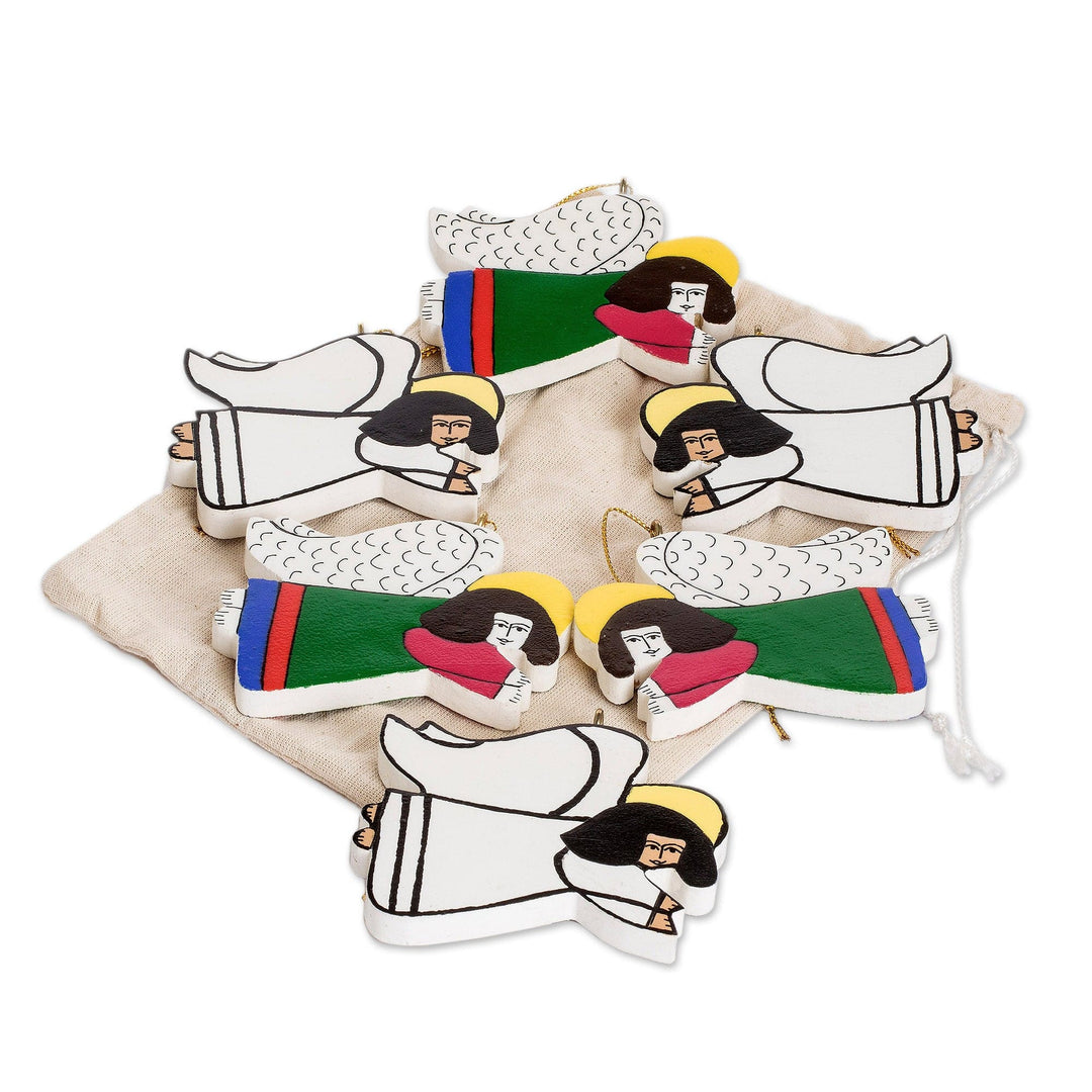 Pinewood ornaments (Set of 6) - Guardian Angels