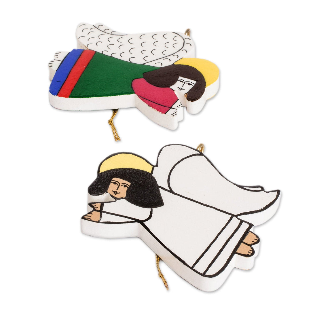 Pinewood ornaments (Set of 6) - Guardian Angels