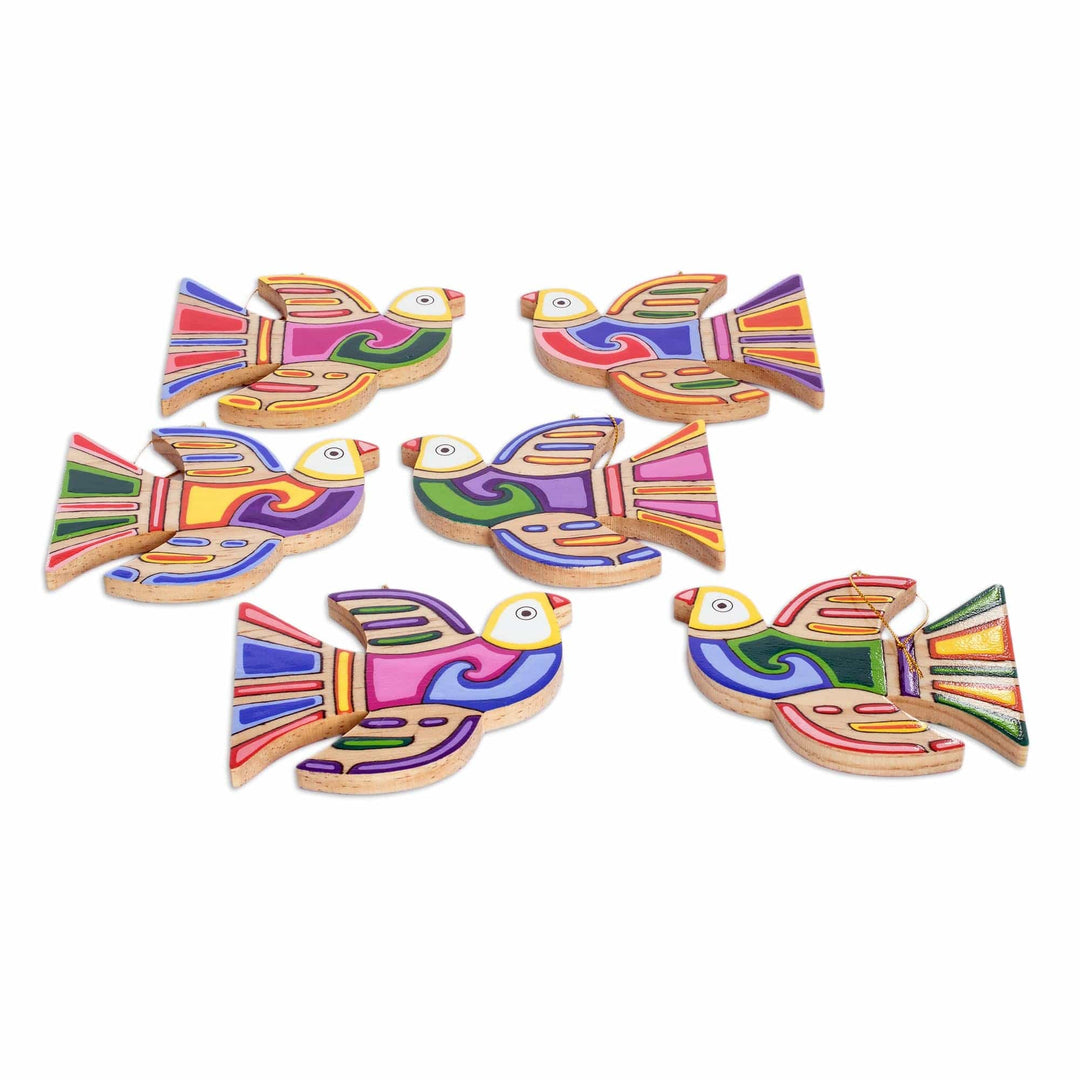 Pinewood ornaments (Set of 6) - Skybird