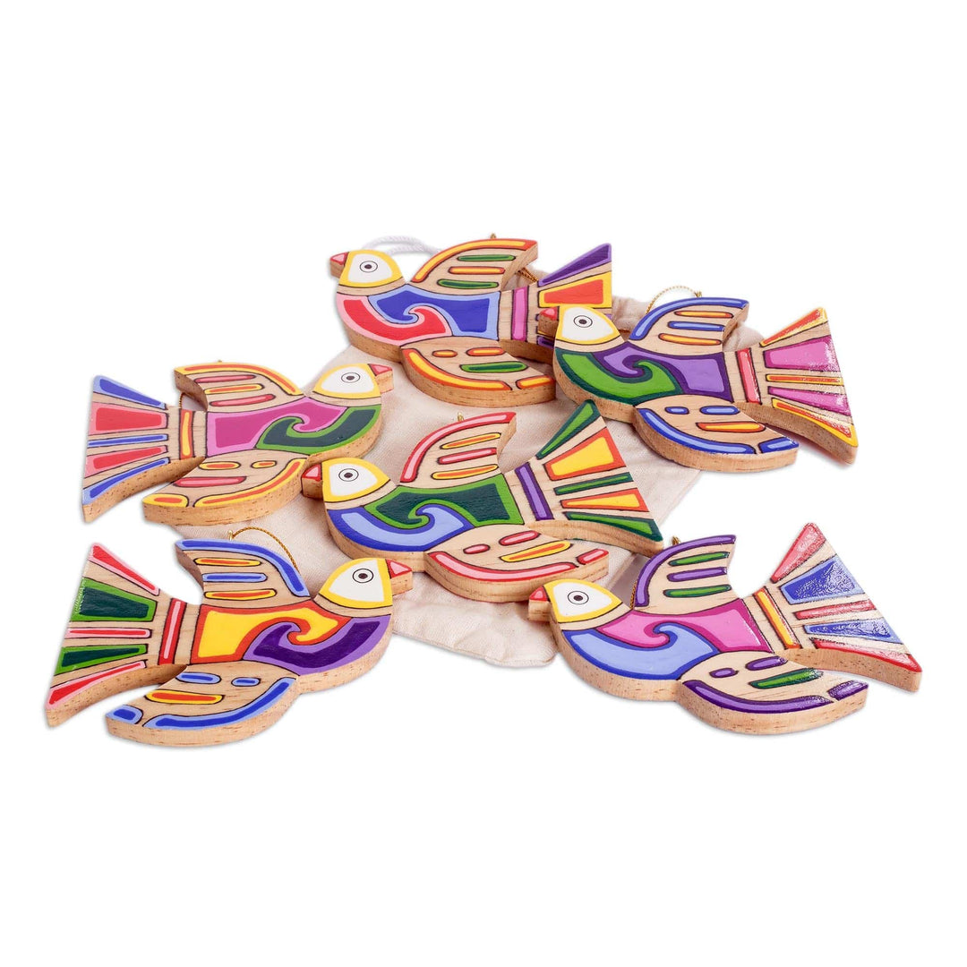 Pinewood ornaments (Set of 6) - Skybird