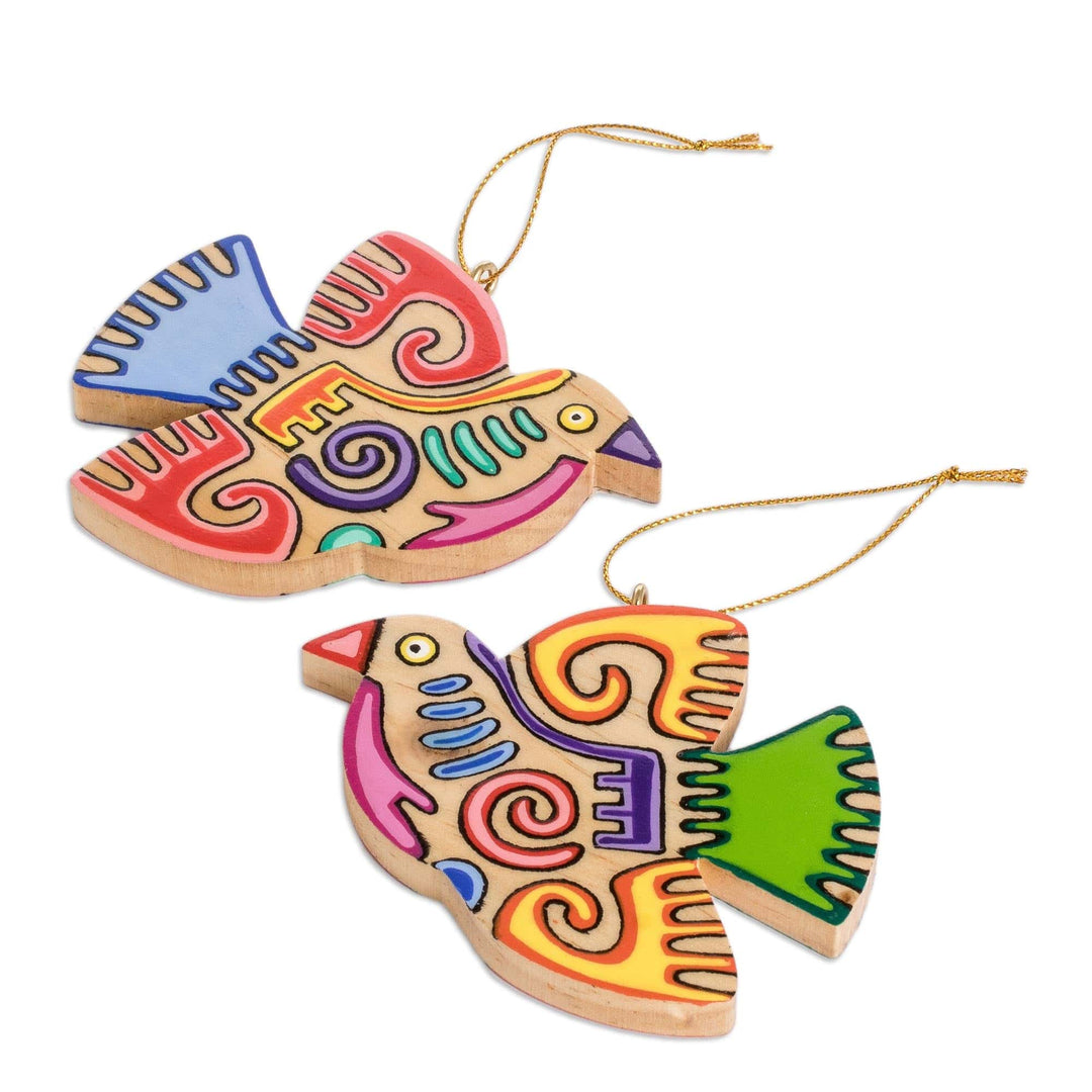 Fair Trade Assorted Wood Bird Ornaments (Set of 6) - Maya Bird