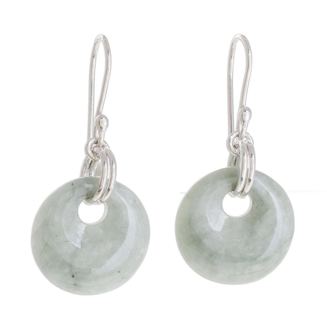 Unique Sterling Silver Dangle Jade Earrings - Maya Memory