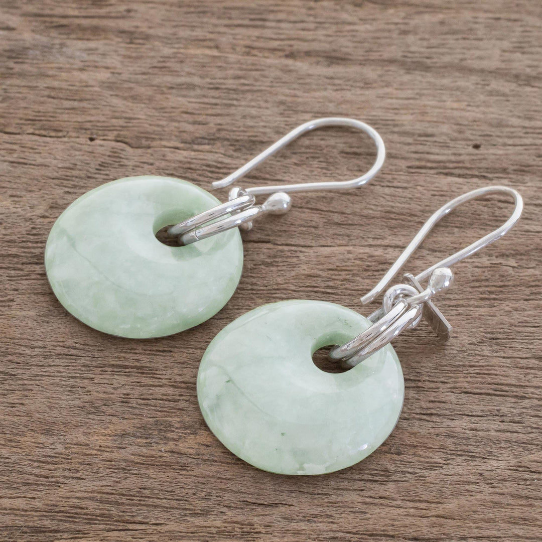 Unique Sterling Silver Dangle Jade Earrings - Maya Memory