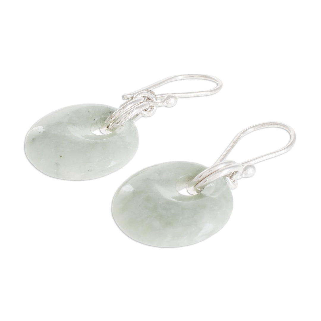 Unique Sterling Silver Dangle Jade Earrings - Maya Memory