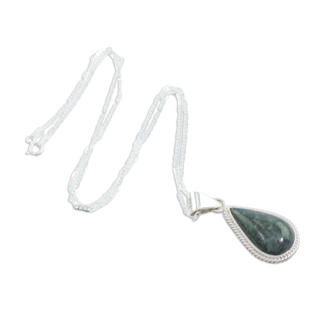 Jade Pendant Necklace - Dark Green Sacred Quetzal