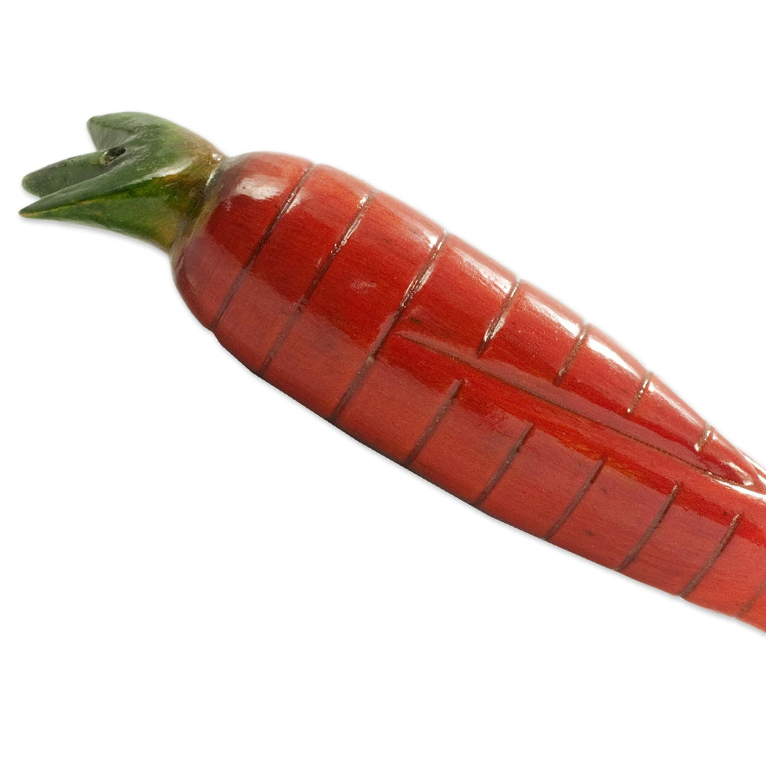 Handcrafted Wood Serving Utensils (Pair) - Cute Carrots