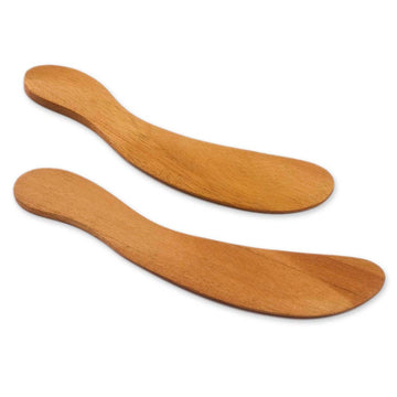 Unique Wood Serving Utensil Spreader Knives (Pair) - Forest Gift