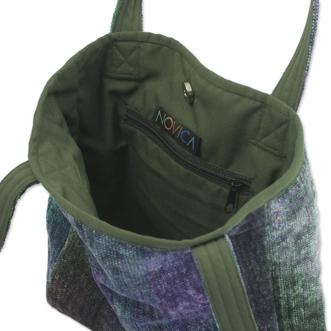 Bamboo chenille shoulder bag - Forest Rainbow
