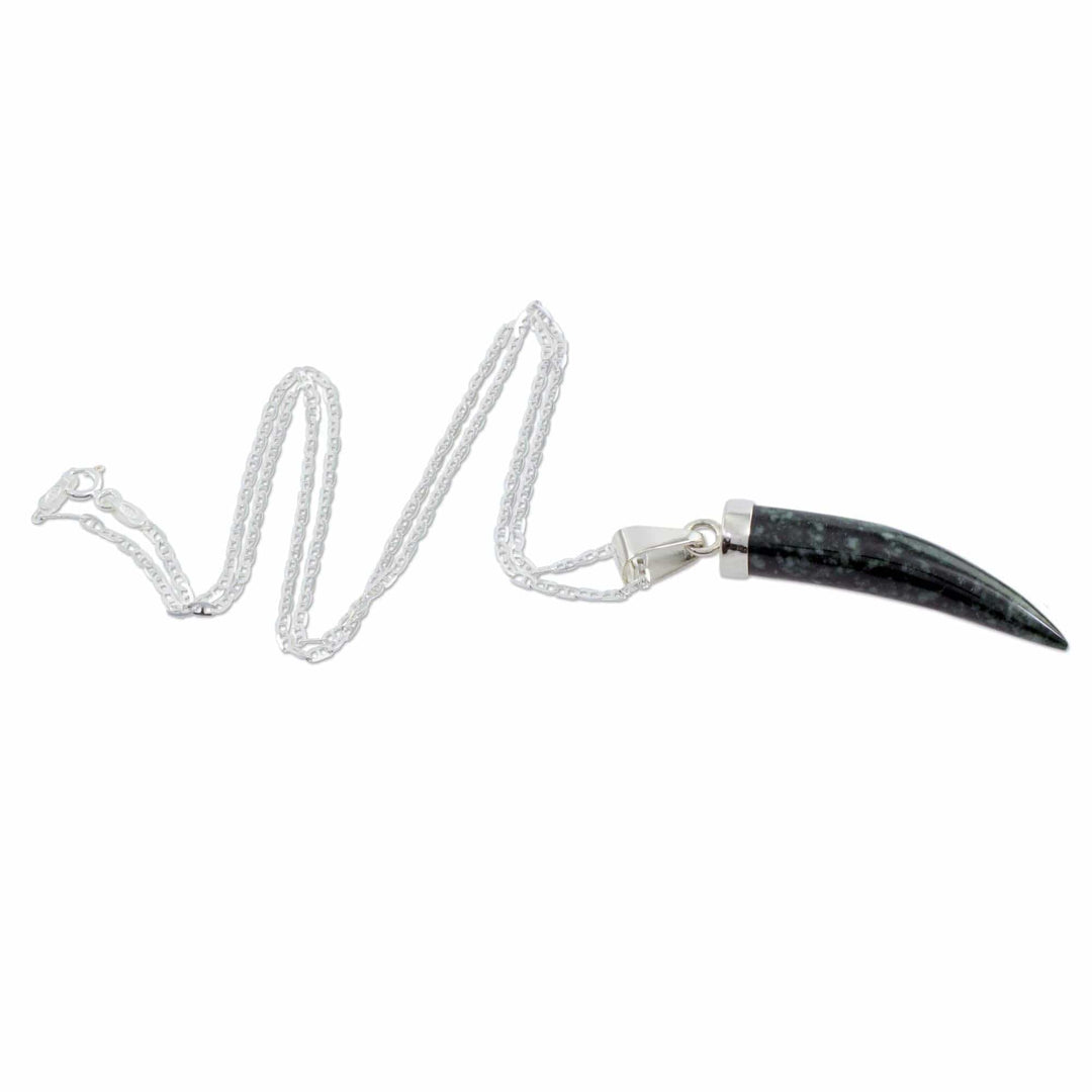 Men's Handcrafted Sterling Silver Pendant Jade Necklace - Invincible