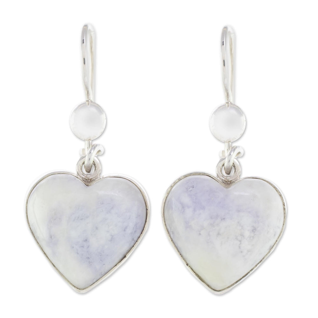Lavender Jade Heart Shaped Sterling Silver Earrings - Lilac Love Immemorial