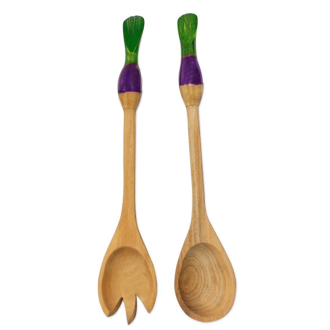 Wood salad serving set (Pair) - Turnips