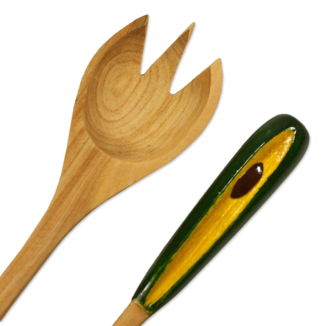 Wood salad serving set (Pair) - Avocado