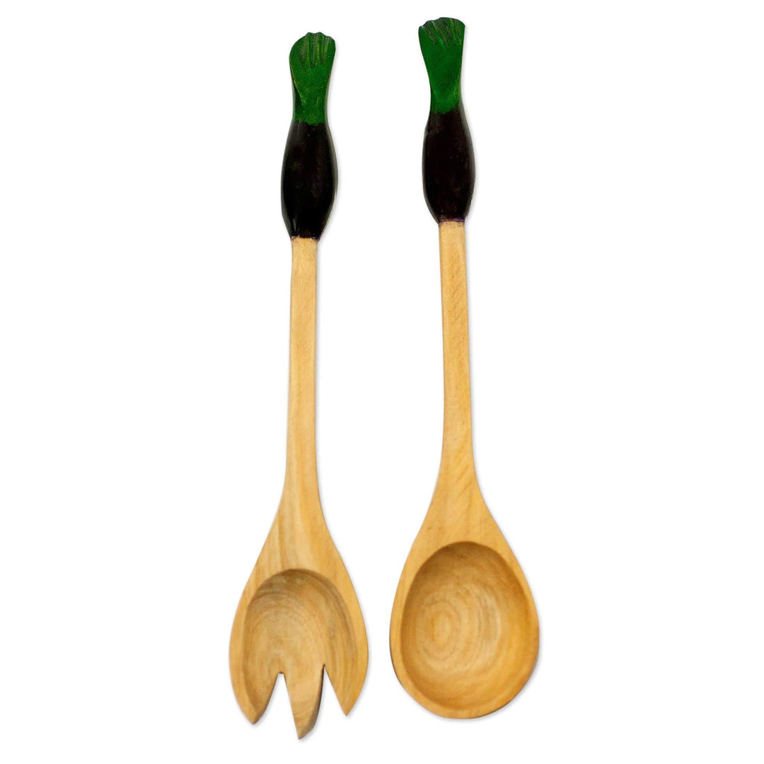 Wood salad serving set (Pair) - Beets