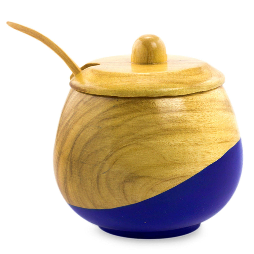 Dip Painted Wood Sugar Bowl - Sweet Blue
