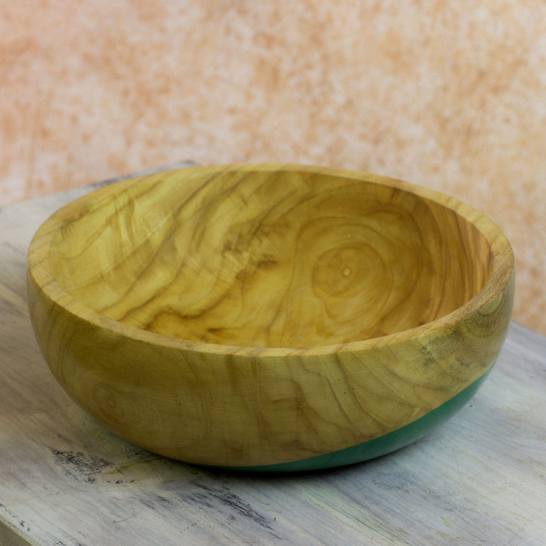 Dip Painted Wood Bowl (Large) - Spicy Green