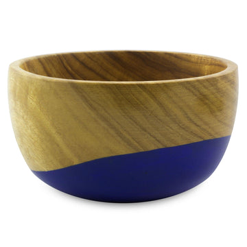 Dip Painted Hand Carved Wood Bowl (Small) - Spicy Blue