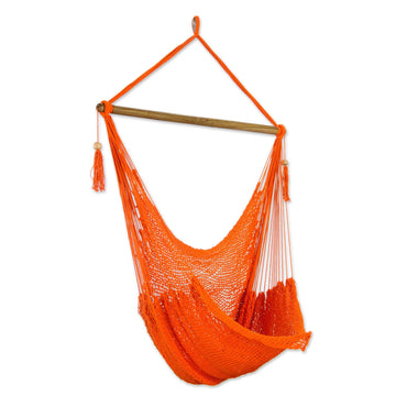 Handcrafted Orange Cotton Hammock Swing - Tropical Tangerine