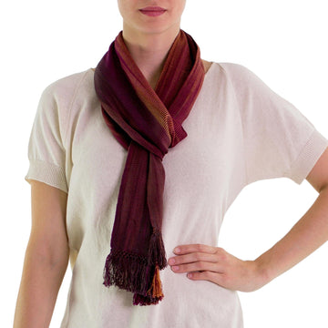 Handcrafted Rayon Scarf - Solola Wine Cocoa