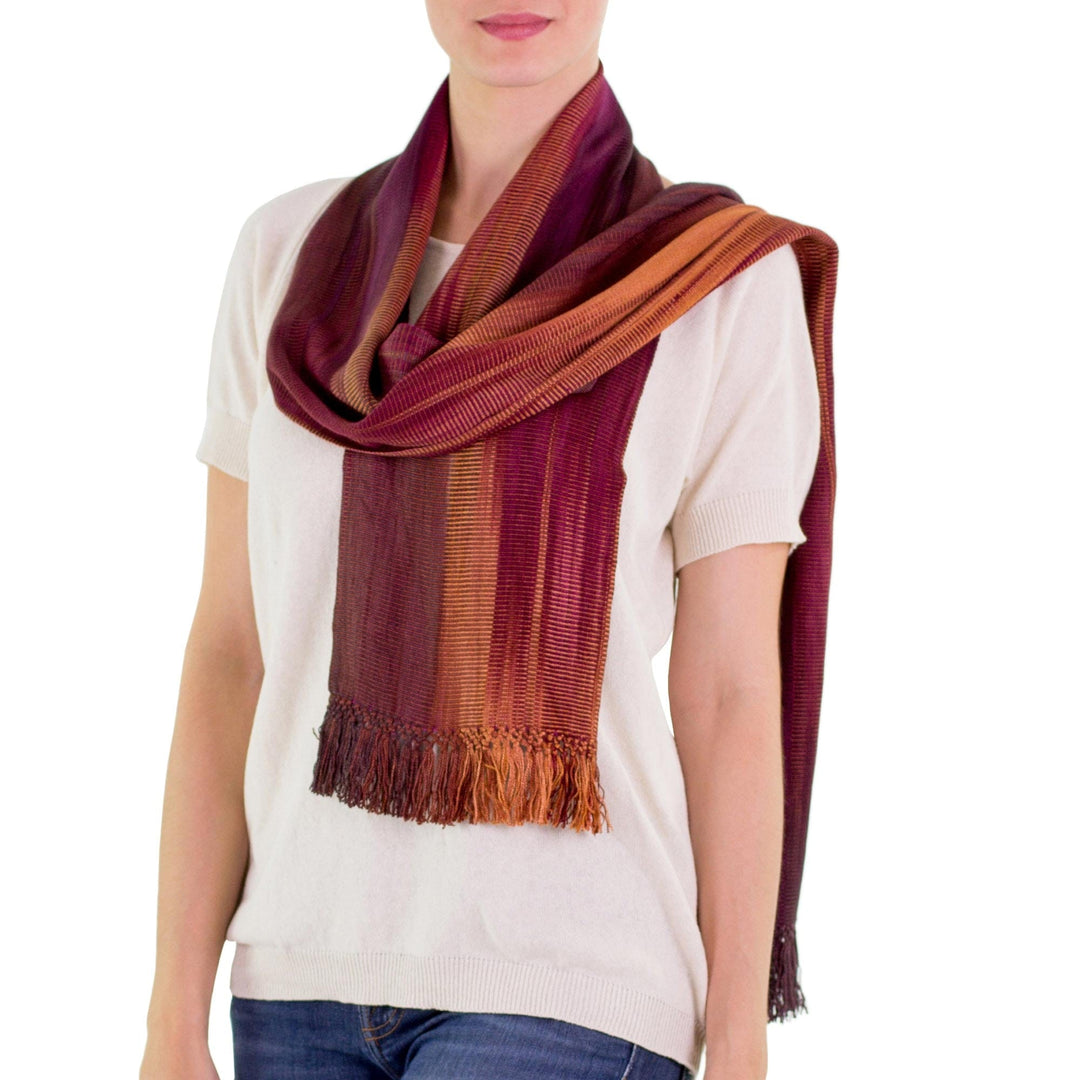 Handcrafted Rayon Scarf - Solola Wine Cocoa