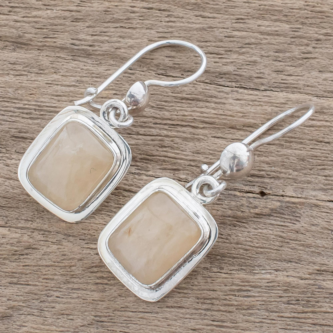 Artisan Crafted Orange Quartz and Silver Earrings - Maya Sunbeam