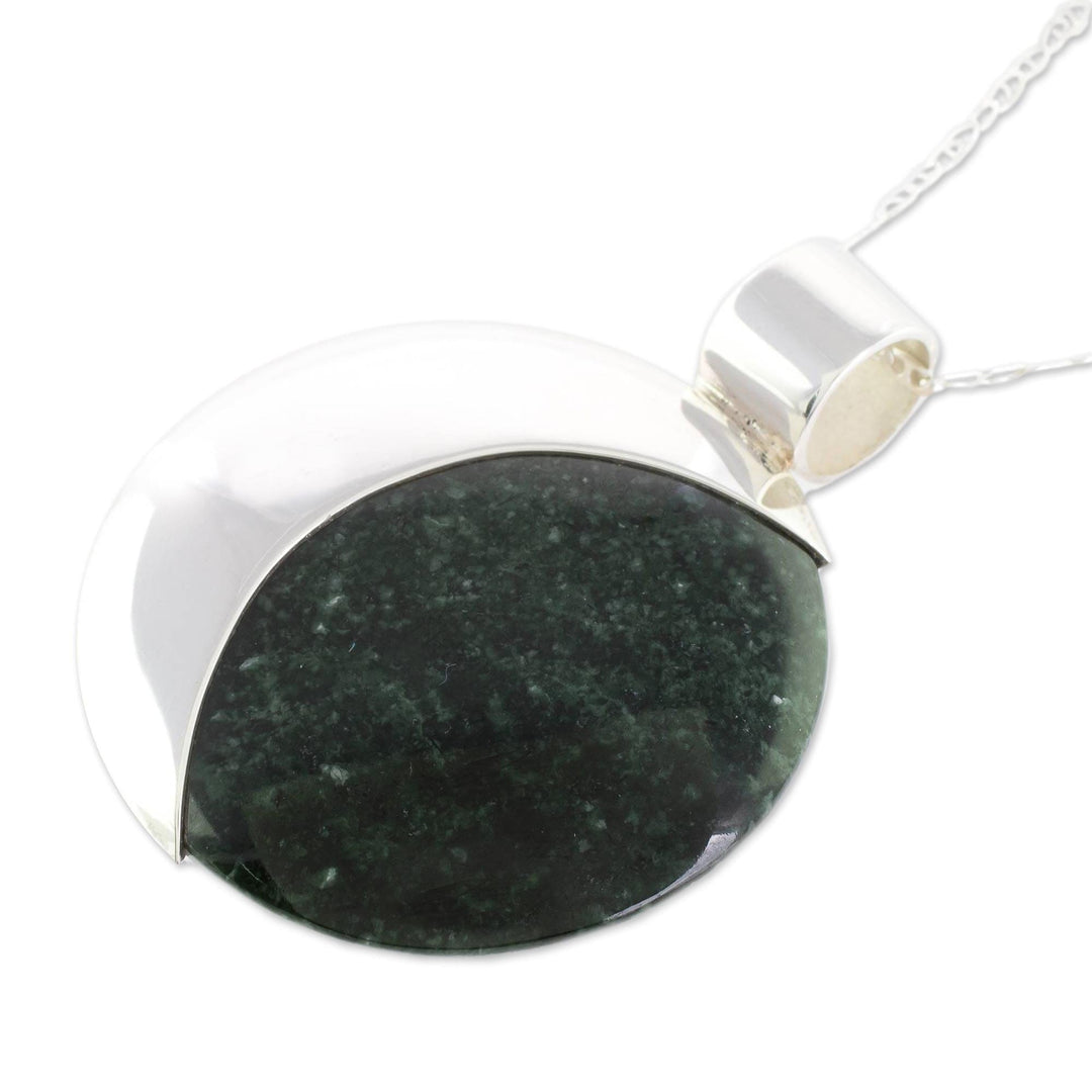 Maya Eclipse Lilac and Dark Green Jade Pendant Necklace - Lilac Quetzal Eclipse